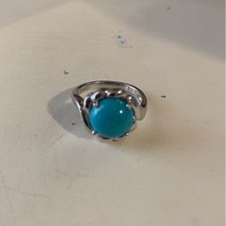 Turquoise And Sterling Silver Ring Size 6