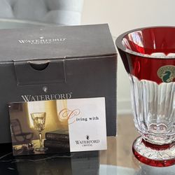 Waterford Crystal Simply Red 5” Ruby Vase 