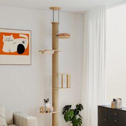 Floor-to-Ceiling Cat Tree, adjustable (89-112 inches)