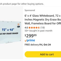 Modern Whiteboard Glass - 4 ft X 6 ft - Great For Office, Classroom, Or Home!