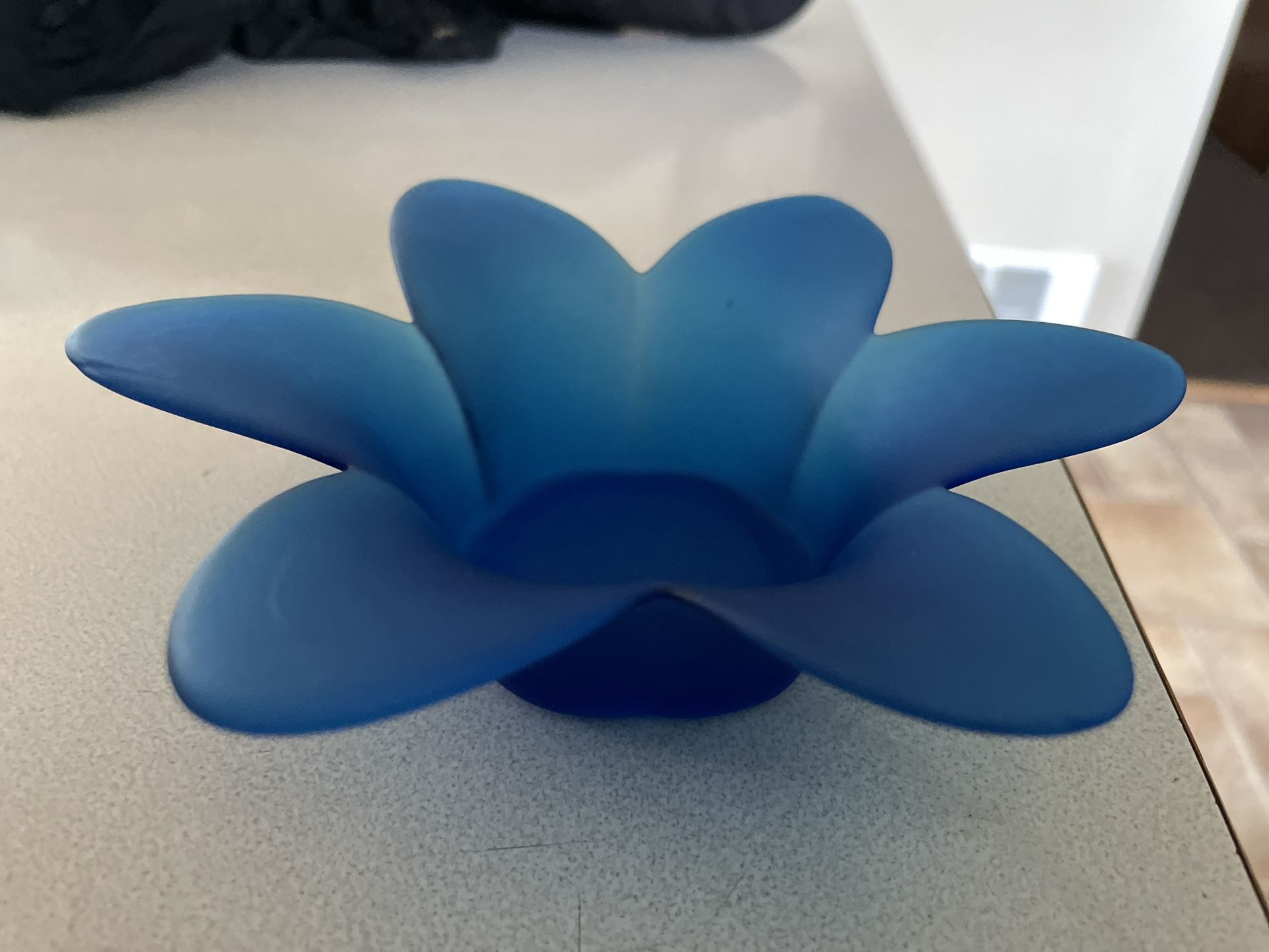 Blue 💙Frosted Glass Flower Petal Votive Candle 🕯️ Holder