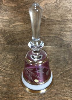 HUNGARIAN CRYSTAL CRANBERRY DINNER BELL HAND MADE