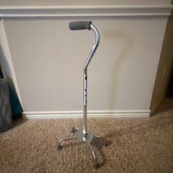 Sunmark McKesson 195-3223 Wide Base Quad Cane Chrome Adjustable 250 lb mobility