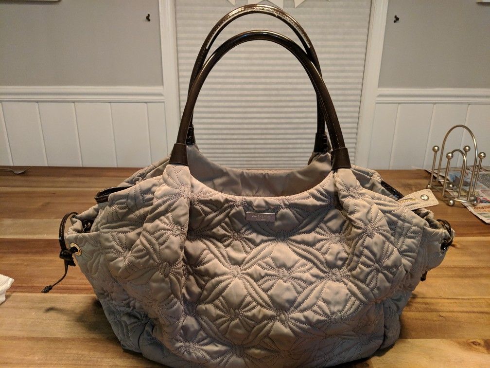 Kate Spade diaper bag. Taupe with red lining and polka dots.