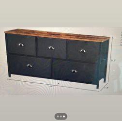TV Stand / 5-Drawer Media Console (black + wood top)