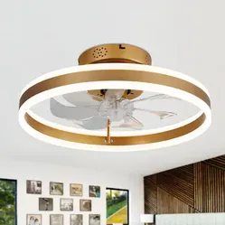 20" Gold Flush Mount Ceiling Fan w/ Light