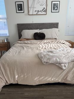 Wood bedframe with storage