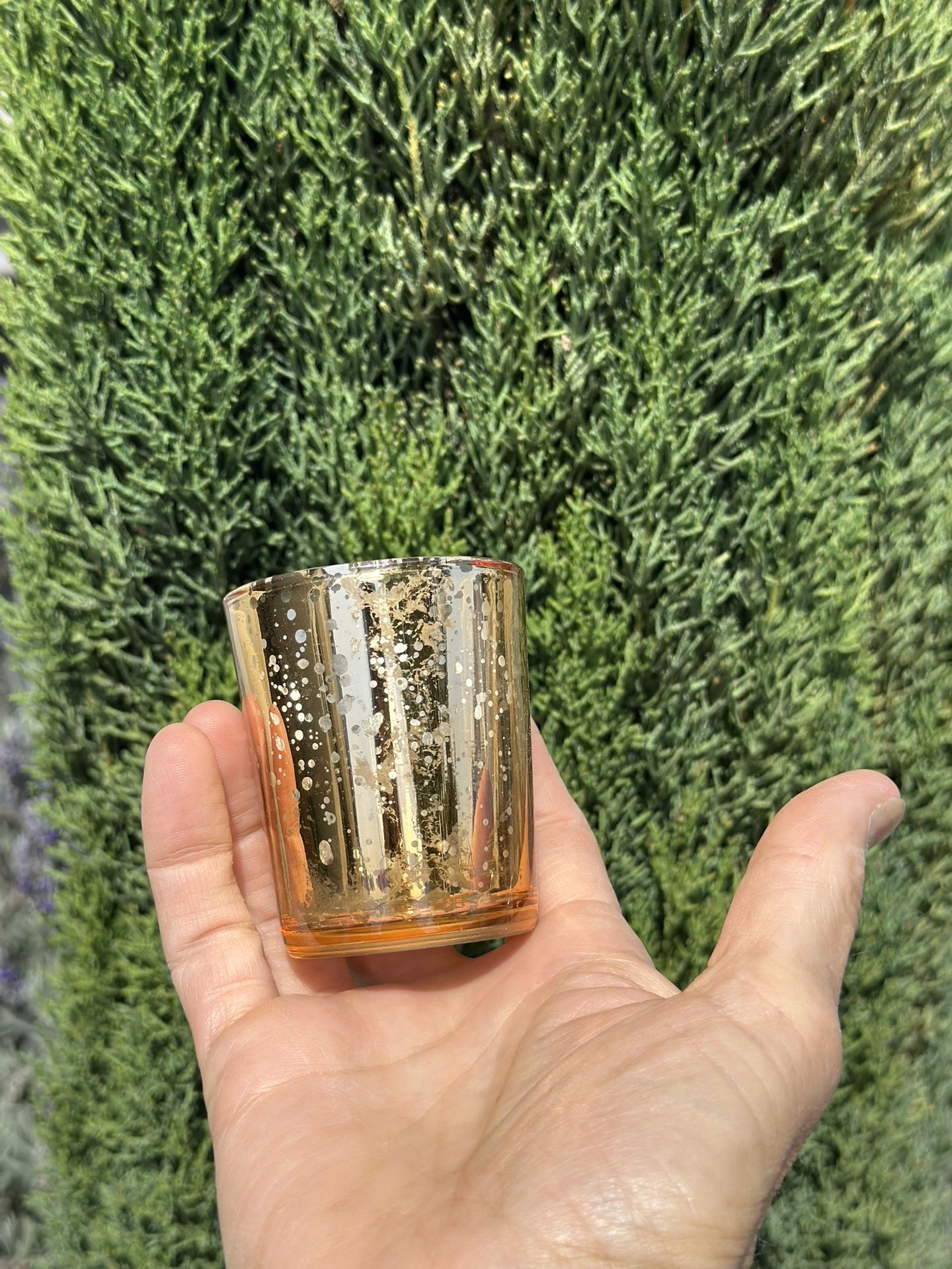 Gold Speckled Glass Votive Candle Holders