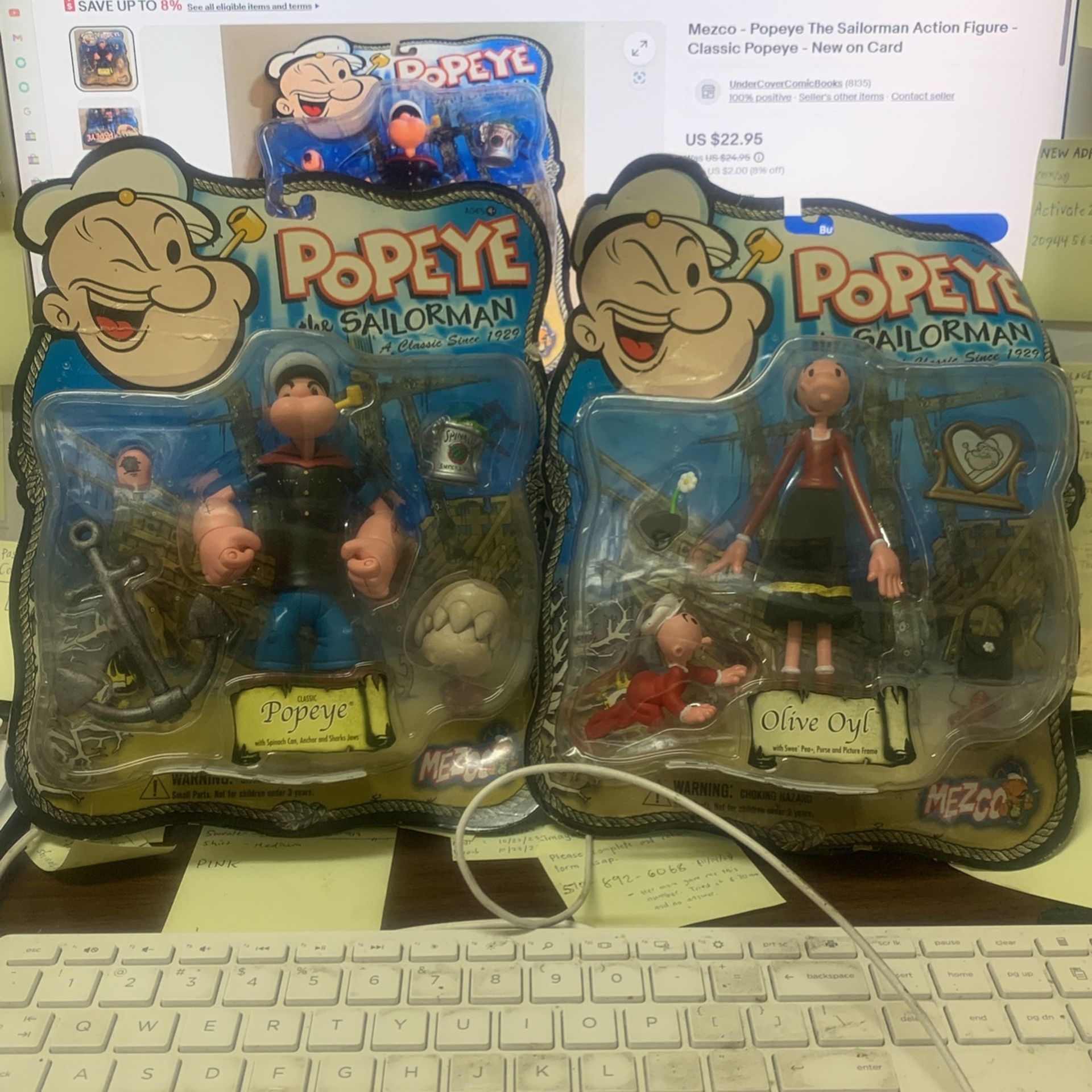 Mezco - Popeye The Sailorman Action Figures (Classic Popeye & Olive Oyl) Set Of 2