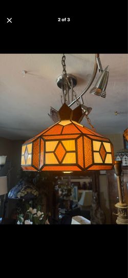 Beautiful vintage original Stained Glass hanging light