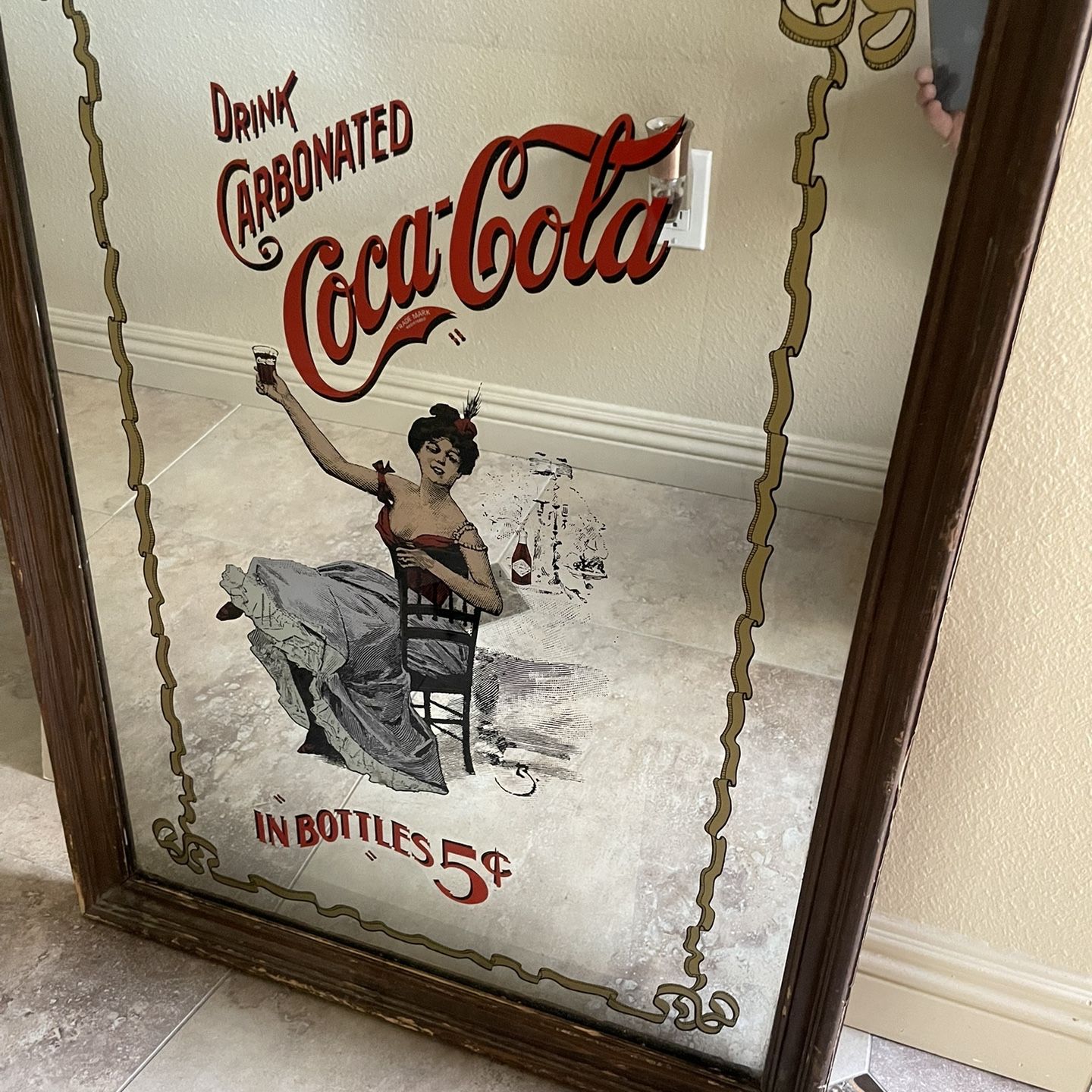 Coca-Cola&quot;Waitress&quot; Framed Logo Mirror 141［並行輸入］ Lot - Coca-Cola Mirror Advertisement Sign
