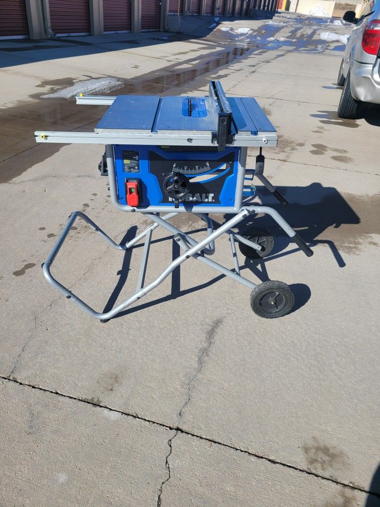 Ryobi 10" Table Saw On Folding Rolling Stand 