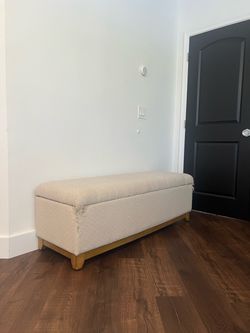 Upholstered Storage Bench with Wood Base
