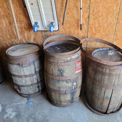 Authentic Whiskey Barrels. 