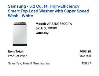 Samsung - 5.2 Cu. Ft. High-Efficiency Smart Top Load Washer with Super Speed Wash -