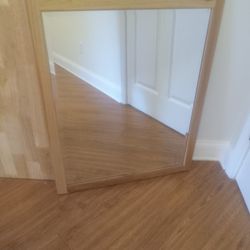 28 X 34  SOLID HICKORY WOOD 2" FRAME WITH BEVELED MIRROR 