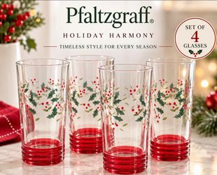 Set of Four Winterberry  Glasses HOLIDAYS.