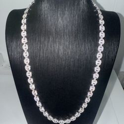 Cuban chain in Gucci style, made of moissanite silver plated with 18k white gold