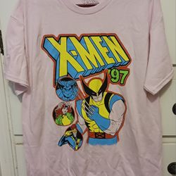 NEW WITH TAGS WOMEN'S/JUNIORS PINK COLOR MARVEL STUDIOS X-MEN '97 T-SHIRT, SIZE LARGE