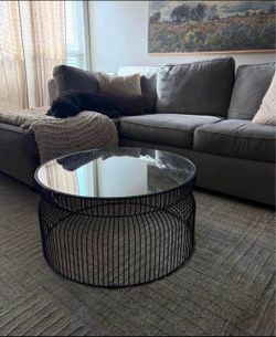 Round Glass Top Wire Coffee Table