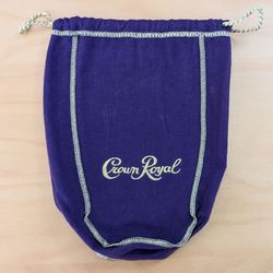 Crown Royal Bag Purple Soft Velvet Felt Gold Embroidery Drawstring Vintage