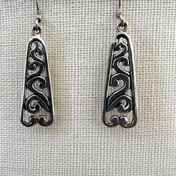  Sterling Silver Tribal Swirl Dangle Earrings