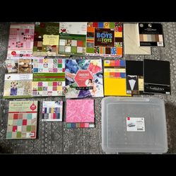 Huge Lot Of Scrapbook Paper And Storage Box