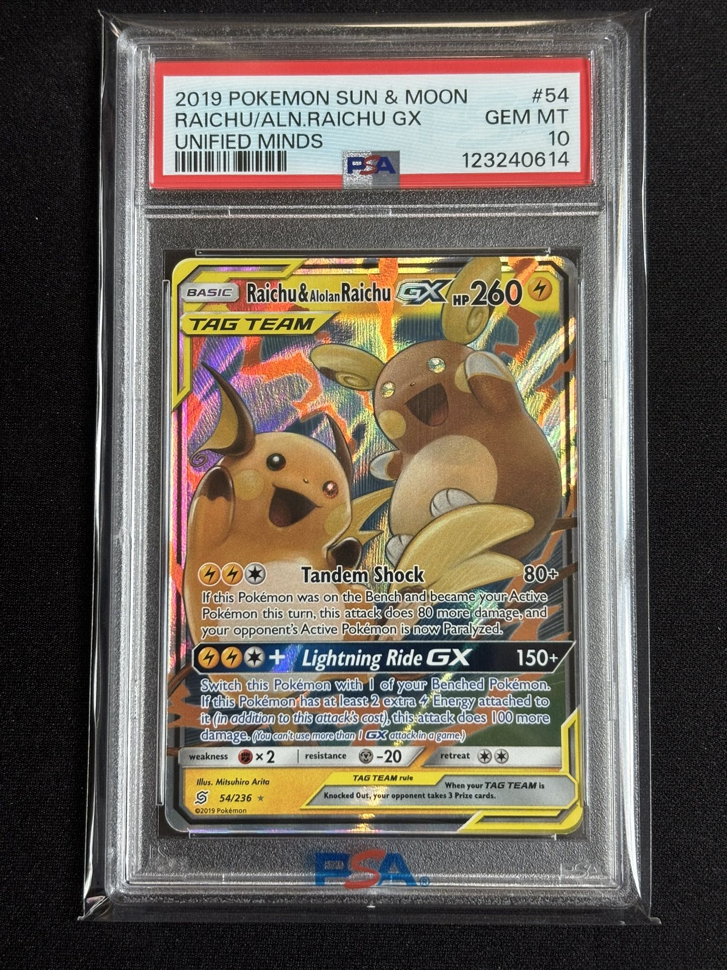 Raichu Alolan Raichu Tag Team #54 PSA 10 *New Cert