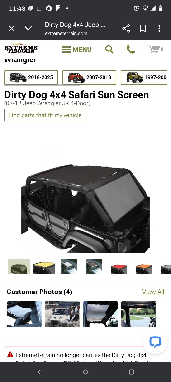 dirtydog 4x4 Front Sun Screen