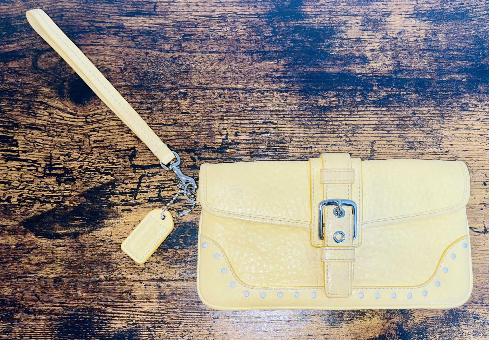 Coach Yellow Wristlet Small, 7” x 4”
