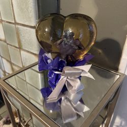 Beautiful Purple Glass Heart With Rose 