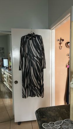 Alfani Black and White with light silver sparkling Zebra Print Maxi Dress