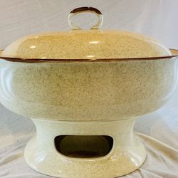 Vintage Mikasa Style Manor Covered Casserole Dish w/ Warmer Stand