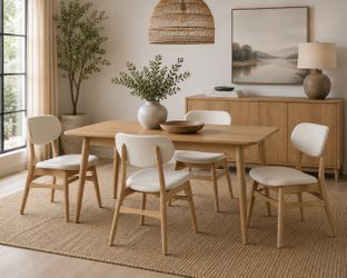 NEW Levity Scandinavian Dining Chairs (Set of 4) | White Oak | Off White | Factory Sealed