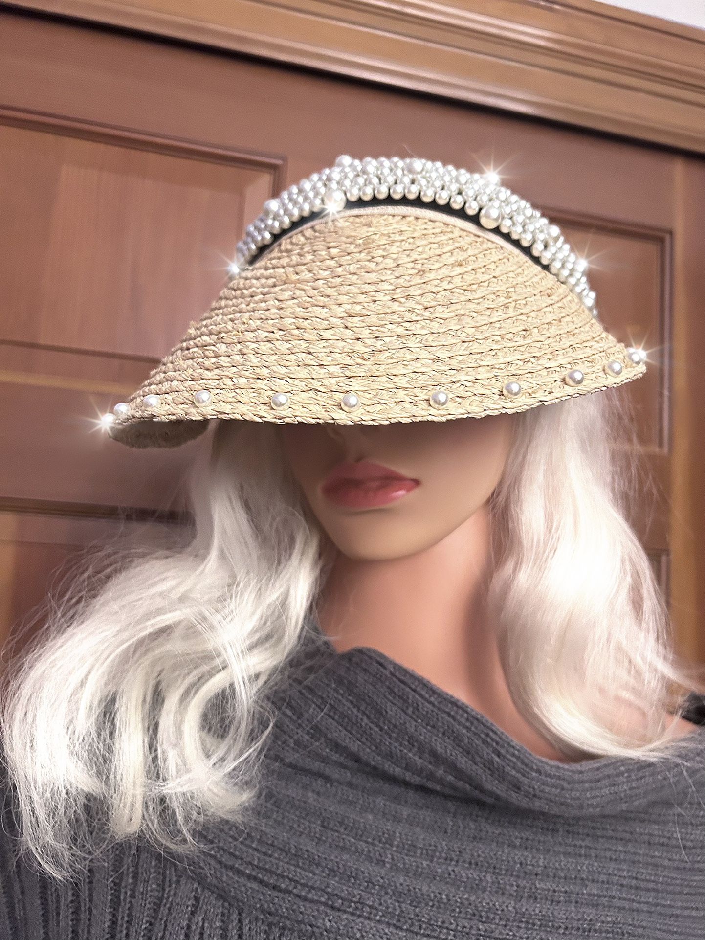 Nwt, Lavishly Paris Tiffany Pearl Visor 