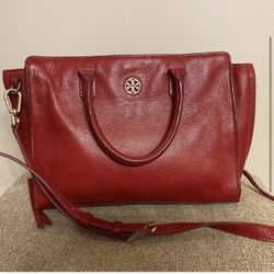 VERY RARE Tory Burch Leather Satchel in Red Leather