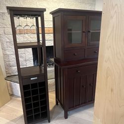 Crate & Barrel Hutch/Cabinet & Wine Tower