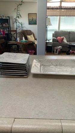 Laurie set 8 glass plate with dish