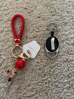 Cute Keychain with Charms & Retractable Badge Reel / Key Holder Set