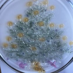 Cookies/Snack Glass Plate With Christmas Tree Print 