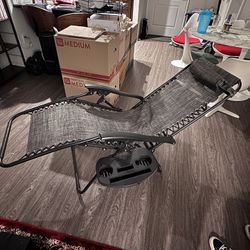 Two Outdoor Loungers With Cup holder 