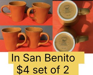 Pier 1 Mustard Color Mugs Set Of 2 