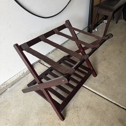 Casual Home Luggage Rack, Walnut, Solid Wood