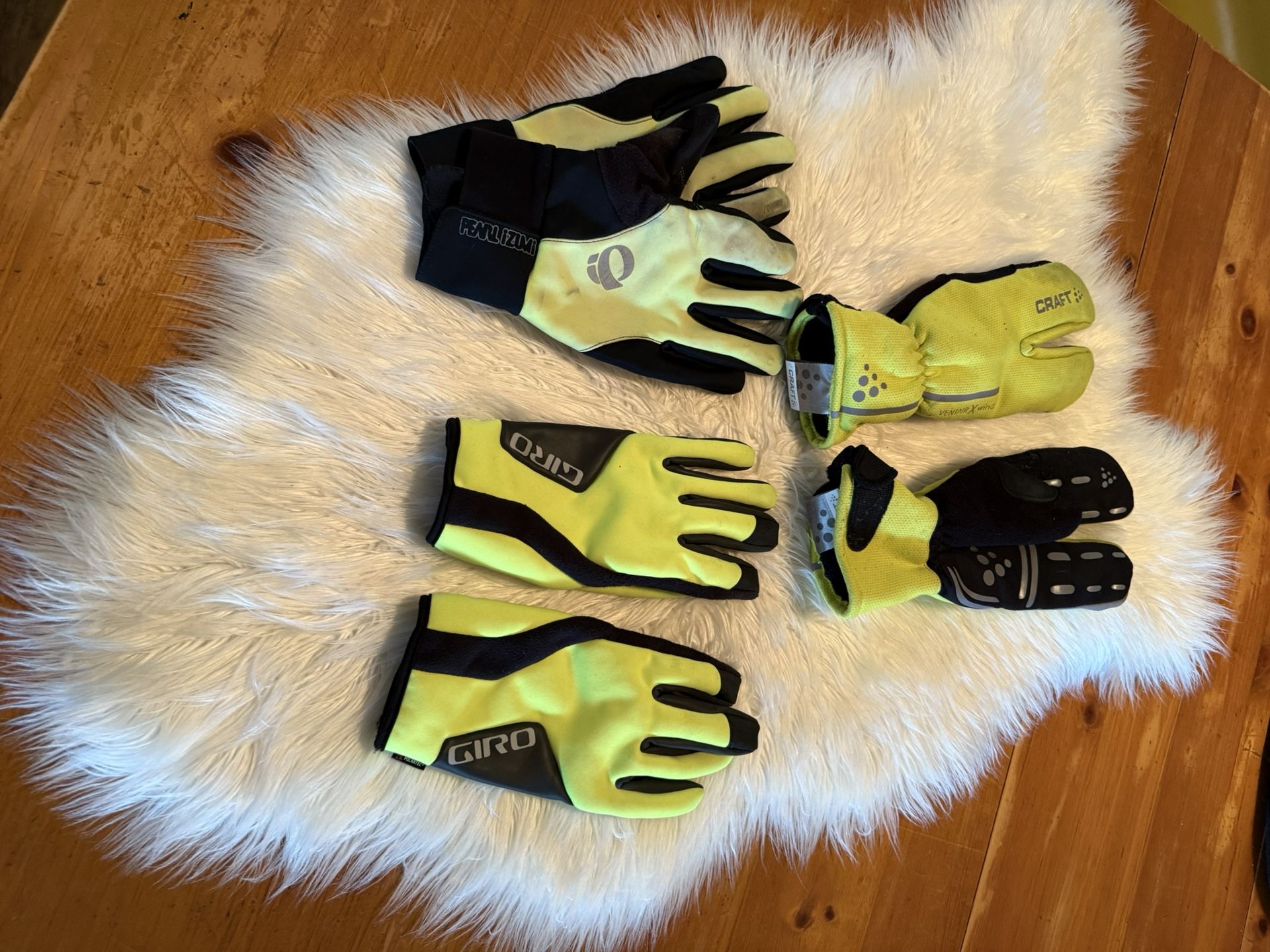 3 PAIR OF WINTER BIKING GLOVES