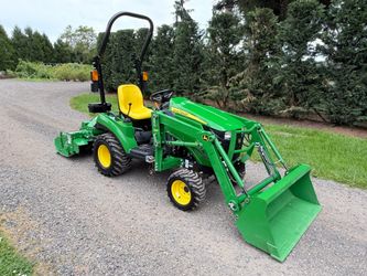 2022 John Deere 1023E Tractor, Loader, Rototiller - Like New- 57 Hours