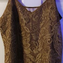 Banana Republic Heritage Women's Floral Gold Lace Cami Tank Top Lined - Size Medium