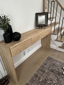 OKD 63'' Console Table with 3 Drawers, Farmhouse Entryway Table with Rounded Corners,