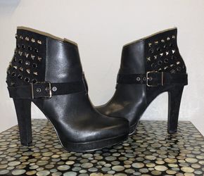 Black leather studded boots (size 9)