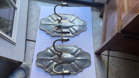 Two wall sconces, silver plated made in Portugal