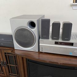 5pc Sony Speaker System + Subwoofer + Receiver